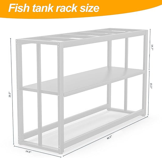 Akenow 55-75 Gallon Fish Tank Stand with Storage Shelf, 48.5 x14.9 x 29.2 Inch Aquarium Stand, Turtle Tank, Reptile Terrariums and Breeder Tank Stand,980LBS Capacity, White