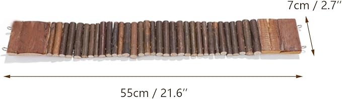 Hamiledyi Hamster Suspension Bridge Rat Long Bendy Bridge Wooden Climbing Ladder Cage Accessories for Syrian Hamster Gerbil Mouse Rat(21.6x2.7 inch(L*W))