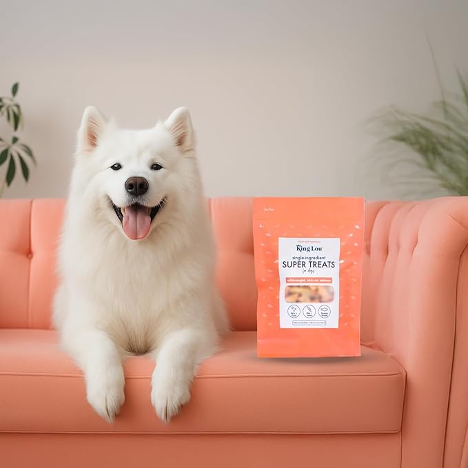 King Lou Pets - Wild Salmon Bites - Freeze Dried Treats for Dogs - Single Ingredient Dog Treat - USA-Made Salmon Treats for Dogs- Omega Rich for Skin & Coat Health - 1 lb Prior to Freeze-Drying