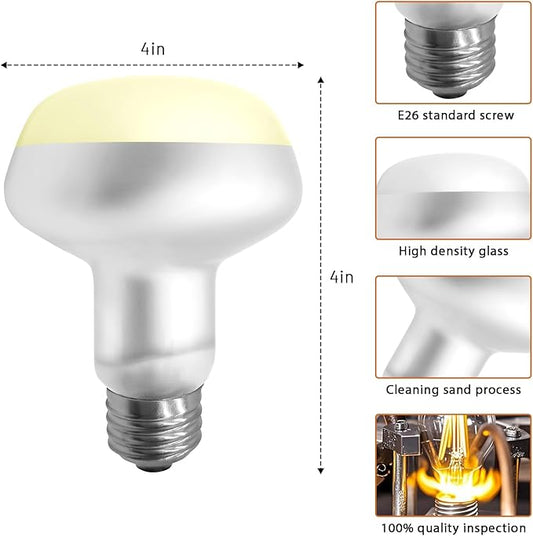 Reptile Heat Lamp Bulbs, 2-Packs 75W 3000H Heat Bulb with E26 Socket, UVA Basking Light for Bearded Dragons/Lizards/Turtles/Geckos/Snakes/Chameleons with Natural Sunlight Simulation