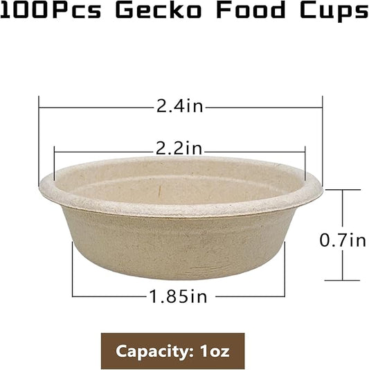 Tfwadmx 100Pcs Gecko Feeding Cups, 1oz Paper Reptile Food Cups, Crested Gecko Food Dish, Feeding Ledge Accessories for Small Lizards, Tarantulas