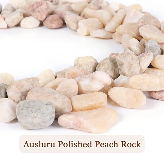 11lbs Natural River Rocks, Polished Pebbles for Plants Garden, 1-2 inch Decorative Peach Stones, Ideal for Fish Tank, Vases, Crafting, Home Decor and Garden Landscaping Rocks,Peach
