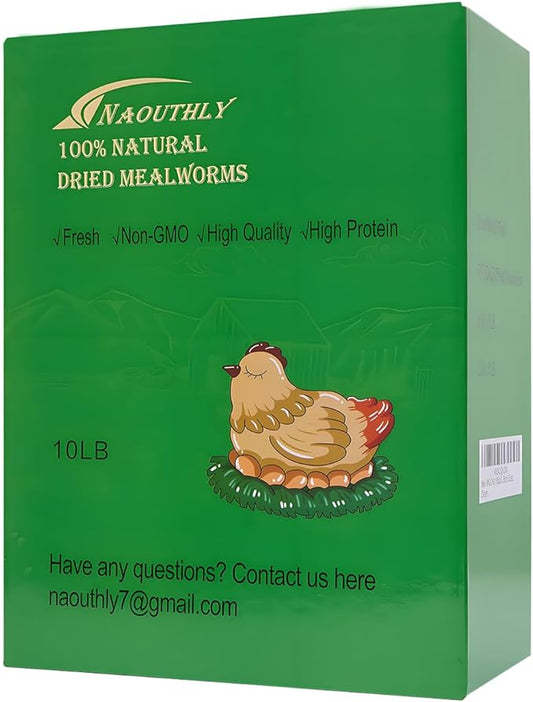 10lbs Dried Mealworms - Premium Non-GMO Chicken Feed, Nutritious High Protein Meal Worms- Food and Treats for Laying Hens, Wild Birds, Ducks, Chicken