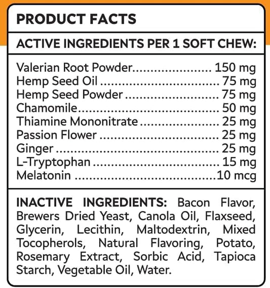 Advanced Calming Chews for Dogs - Hemp Chews and Melatonin - Anxiety Relief - Sleep Aid - Relaxing Treats - Stress Relief During Fireworks, Storms, Thunder, Barking - Made in USA - BBQ - 60ct
