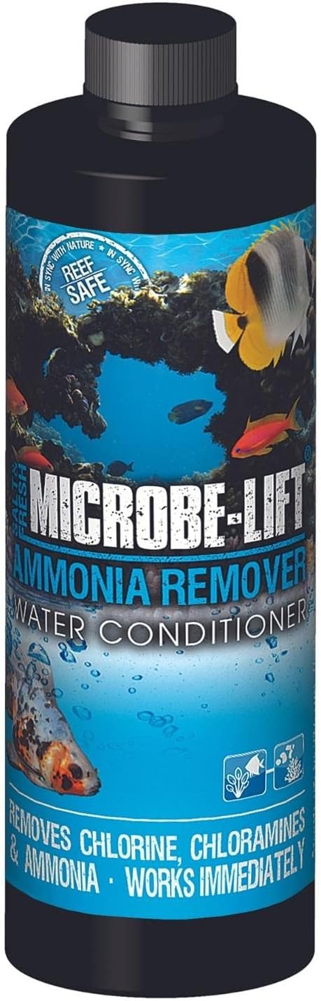 MICROBE-LIFT Ammonia Remover Aquarium Water Treatment for Fresh and Salt Water Fish Tanks, 16oz