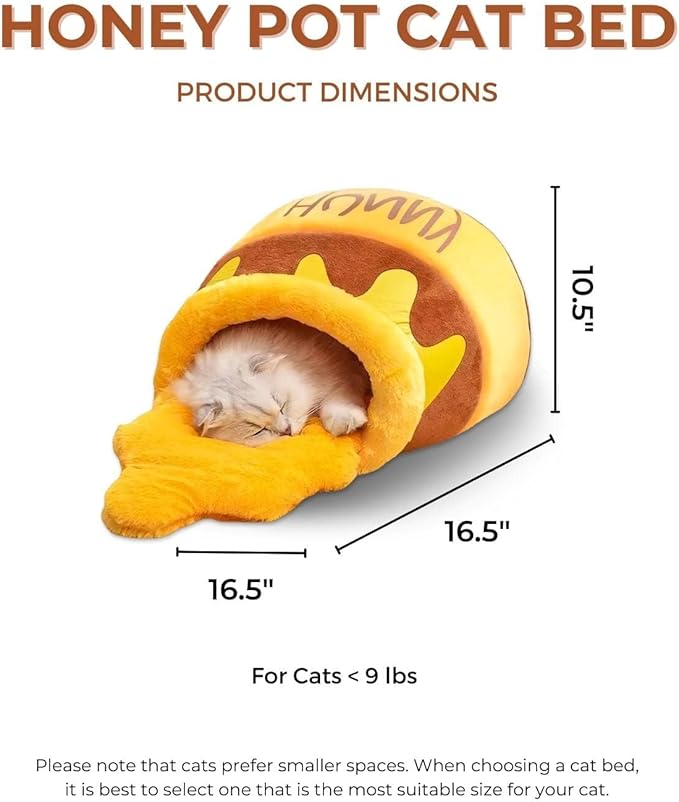 Honey Pot Cat Bed - Comfortable Memory Foam Pet Furniture with Removable Cushion - Stylish and Washable Cat Bed for Small Cats and Breeds