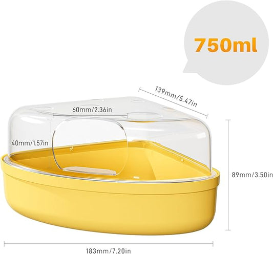 BUCATSTATE Hamster Sand Bath Box - Transparent Critter's Litter Box Sand Bath Shower Room & Digging Container Heighten Version for Guinea Pig Mice Gerbils or Other Small Pets (Small, Yellow)