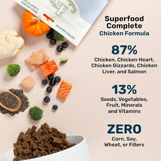 by Katherine Heigl- Superfood Complete, Air-Dried Adult Dog Food - High Protein, Zero Fillers, Superfood Nutrition (64 Ounce (Pack of 4), Chicken)