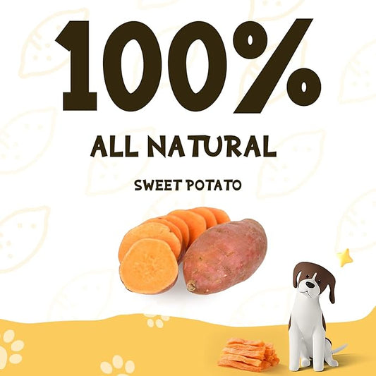 ASMPET Dog Treats Chews, Sweet Potato Strips, Gluten & Grain Free Dog Snacks for Training Rewards 10.6 oz