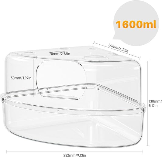 BUCATSTATE Hamster Sand Bath Container Large Transparent Hamster Toilet for Dwarf Pets Small Animals Cage Accessories (Transparent, Large)