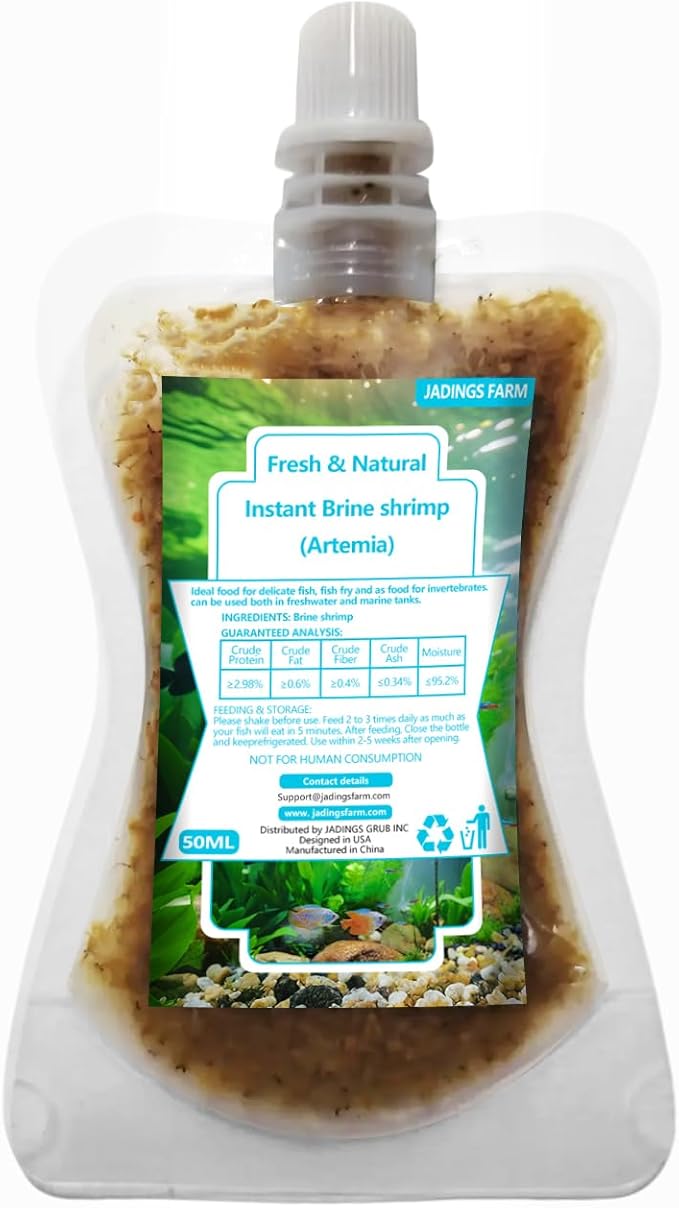 Brine Shrimp Fish Food, Ready to Use Aquarium Fish Food, Non-Living Instant Baby brine Shrimp, Food for Betta Saltwater Marine Freshwater Fish (Adult Brine Shrimp)