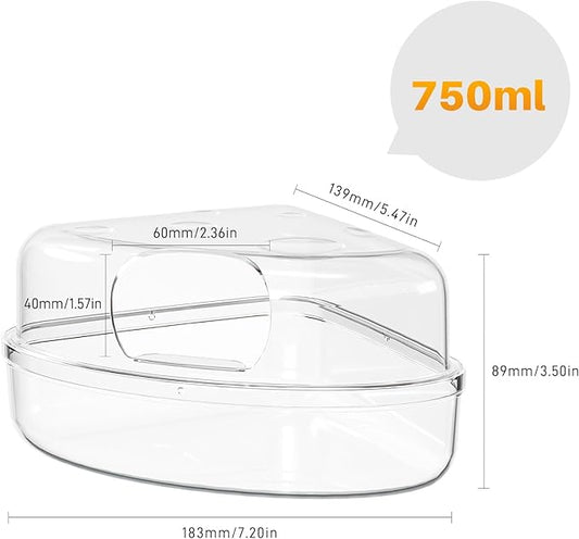 BUCATSTATE Hamster Sand Bath Box - Transparent Critter's Litter Box Sand Bath Shower Room & Digging Container Heighten Version for Guinea Pig Mice Gerbils or Other Small Pets (Small, Transparent)