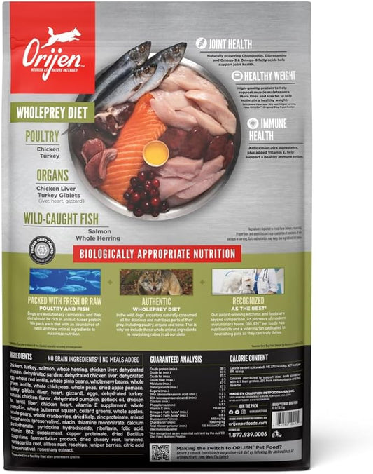 ORIJEN Grain Free High Protein Dry Dog Food Senior Recipe 13lb Bag