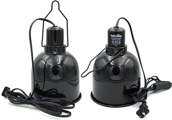 Reptile Light Fixture, 2-Pack 5.5'' Deep Dome for Reptile Light/Heat Lamp/UVB Light, Dual Heat Lamp Holder Fixtures