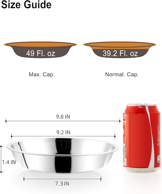 VENTION Big Shallow Cat Food Bowls, Outer Dia. 9.8 in Whisker Fatigue Cat Bowl, Stainless Steel Cat Food Dish for Indoor Cats, Set of 4 Replacement Cat Bowls for Raised Station(49 Fl.oz)