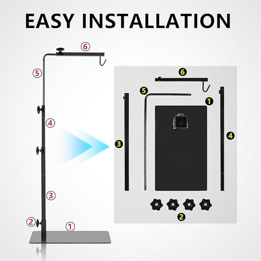 Reptile Lamp Stand, Adjustable 14-32 Inch Heat Lamp Stand, Reptile Light Stand Holder Lamp Hanging Bracket Metal Support for Glass Terrarium