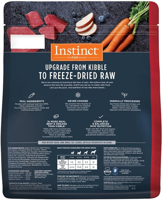 Instinct Freeze Dried Raw Meals, Natural Dry Dog Food, Grain Free - Real Beef, 45 oz. Bag