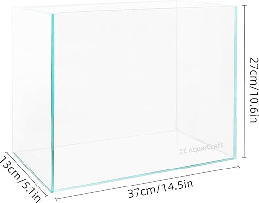 Ultra Clear Glass Fish Tank 4 Gallon, 5mm Thickened Rimless Aquarium Tank Low Iron, Nano Aquarium for Betta Gold Fish Shrimp,14.5”L x 5.1”W x 10.6”H