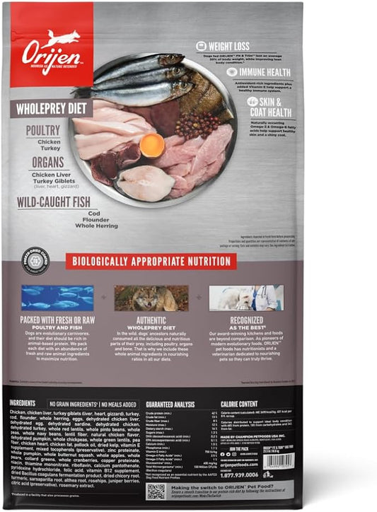 ORIJEN Grain Free High Protein Dry Dog Food Fit & Trim Recipe 23.5lb Bag