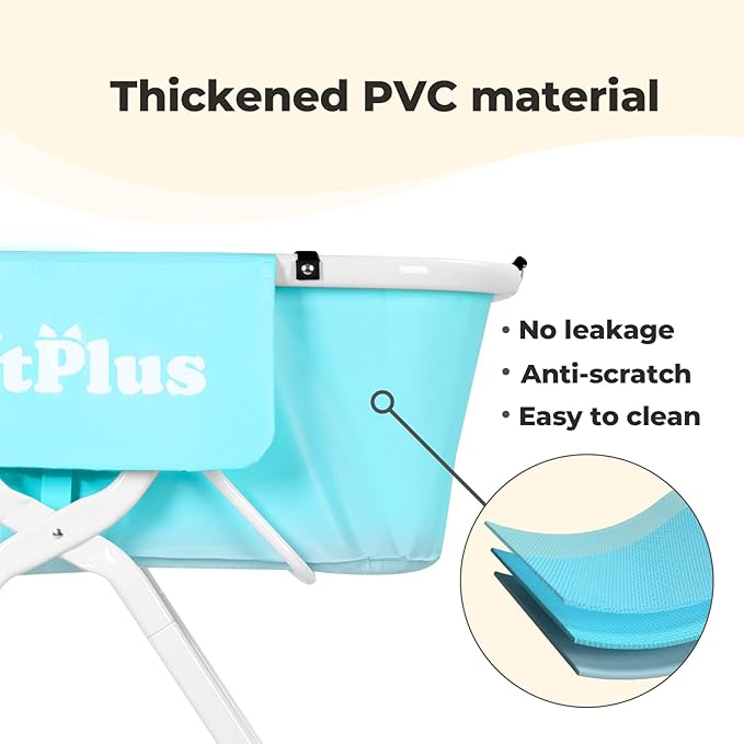 Elevated Portable Dog Bathtub, 5 Height Adjustable Dog Washing Station for Pet Shower and Grooming Foldable Bathing Tub with Storage & Anti-Slip Design for Small Large Dogs Cats