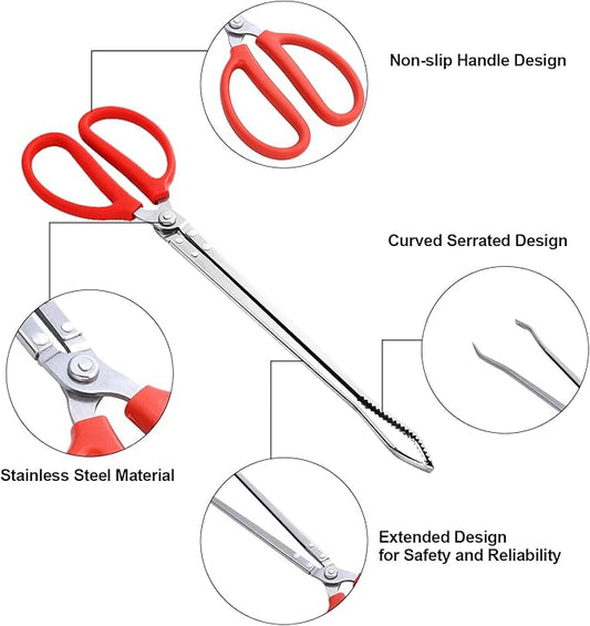 2PCS Reptile Feeding Tongs, Extended Stainless Steel Snake Feeding Tongs, Straight and Curved Feeding Tong, can be used for Snakes, Reptiles, Bathtubs, Aquarium Terrarium Supplies(15 ")