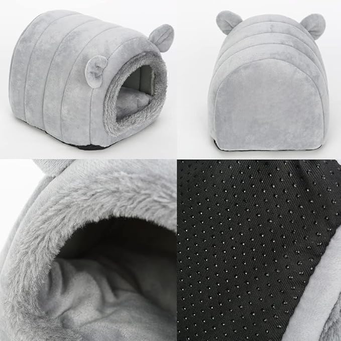YOGURTCK Hamster Hedgehog Guinea Pig Cave Bed Nest Hideout, Small Animals Cage Supplies Warm House - Gray