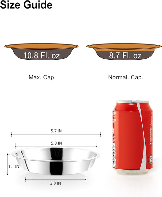 VENTION Small Shallow Cat Food Bowls, Outer Dia. 5.7 in Whisker Fatigue Cat Bowl, Stainless Steel Cat Food Dish for Indoor Cats, Set of 2 Replacement Cat Bowls for Raised Station(10.8 Fl.oz)