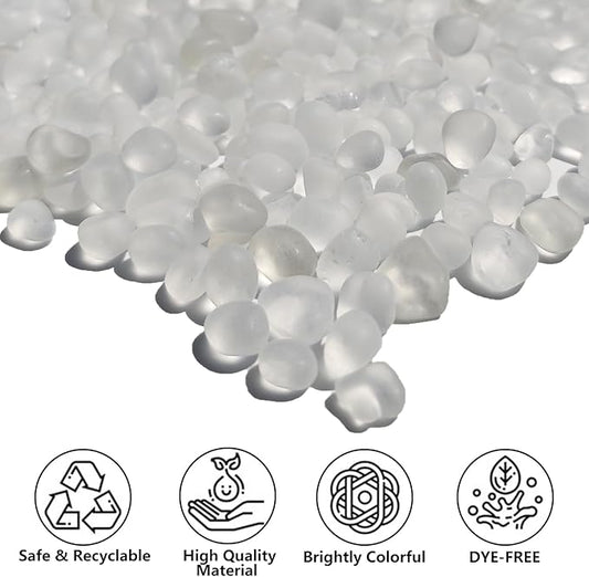 Sea Glass Stones - 0.9LB White Frosted Glass Pebbles Gemstones - Perfect for Aquarium Rocks, Fish Tank Gravel, Vase Fillers, DIY Crafts, and Home Decor