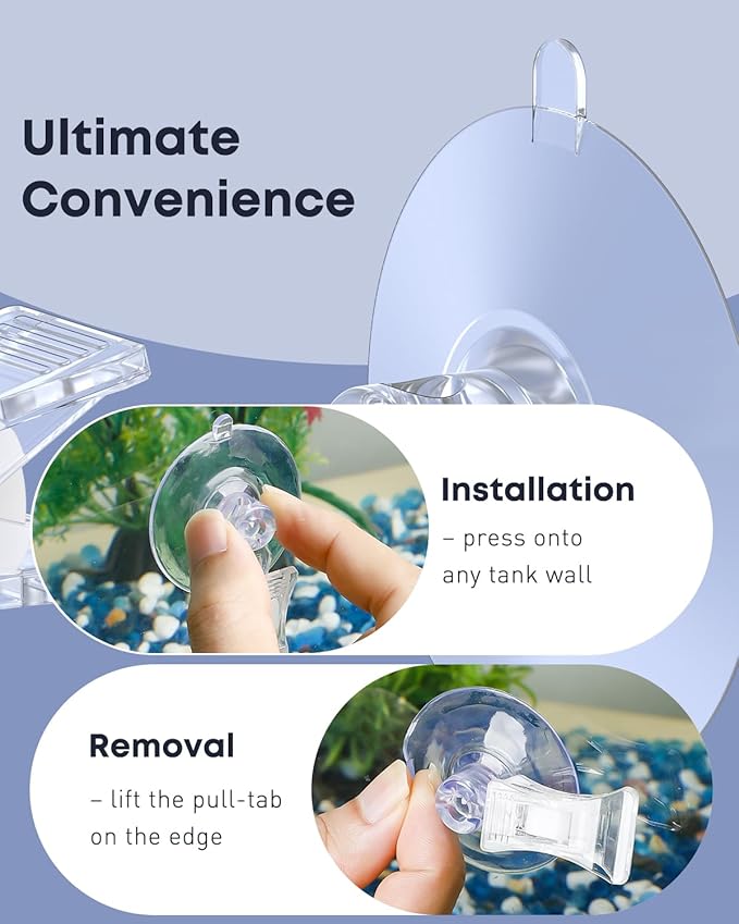 Pawfly 6 Pcs Aquarium Suction Cups with Clips, Aquarium Suction Cup Clips, Clear Plastic Fish Feeding Tool, Plant Leaf Seaweed Clips, Veggie Feed Holder, Underwater Fish Feeder, Fish Tank Accessories