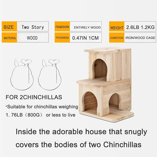 Chinchilla House Chinchiila Nest Degu House Small Animal Hideout Natural Wooden No Paint Wooden peg Safe Durable Teeth Grinding