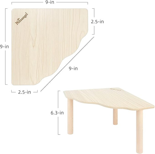 Niteangel Hamster Play Wooden Platform for Dwarf Syrian Hamsters Gerbils Mice Degus or Other Small Pets (Triangle - 5.9'' Height, Burlywood)