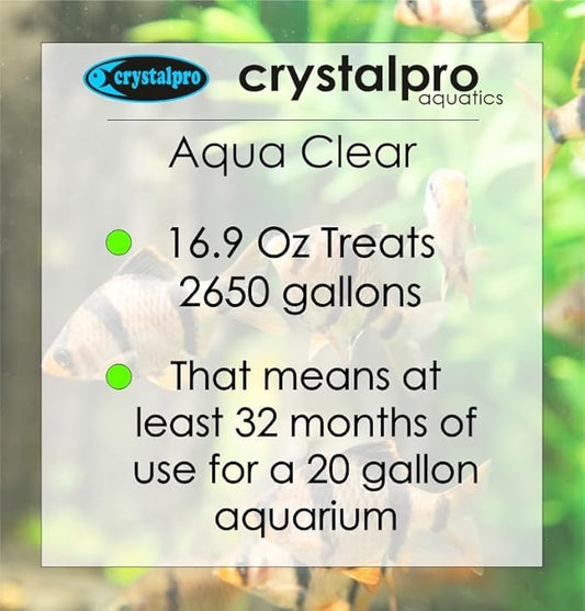Water Clarifier 16.9 Oz - Aqua Clear Treats 2650 Gallons - Clear Cloudy Fish Tank Water - for Freshwater Aquariums and Fish Ponds -Fish Tank Cleaner- Use with Aquarium Filter