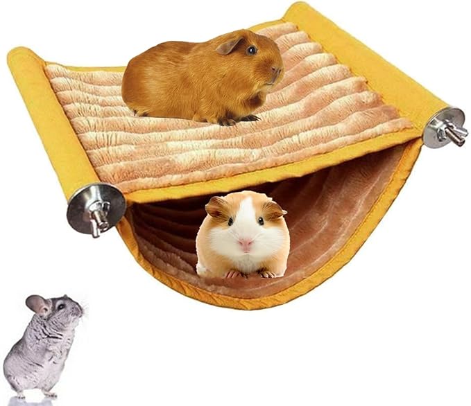 Warm Hamster Hammock House Mouse Rat Hanging Swing Bed Guinea Pig Cage Bedding Small Pet Animal Double Layer Cage Tent Hut Nest for Winter Mouse Rat Hamster Play Sleep
