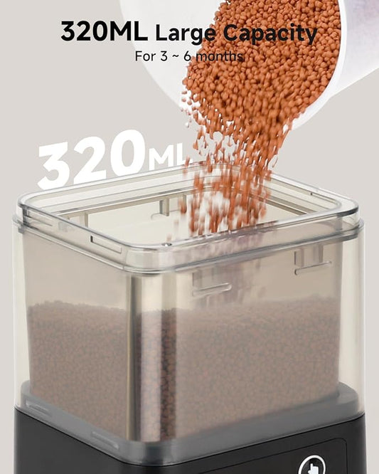 fishkeeper Automatic Fish Feeder for Aquarium - 320ML Large Capacity Adjustable Fish Feeder Automatic Dispenser with Timer for Vacation, Weekend or Daily Use, Three Fixed Methods