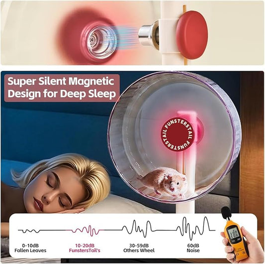 Super Silent Hamster Wheel 8.7 Inch, Magnetic Large Rat Wheel for Chinchilla, Gerbil, Guinea Pig, Cat, Mouse, Sugar Glider and Dwarf, Syrian Hamster Accessories (Tomato Red)