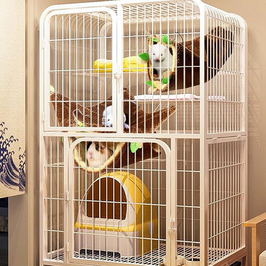LEFTSTARER Ferret Rat Hammock Bed - Guinea Pig Tunnel Hideout Cage Accessories Toy for Hamster Sugar Glider Chinchilla (3.Bunkbed Hammock)