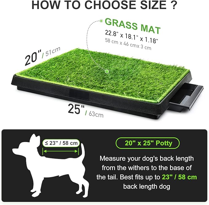 Hompet Dog Toilet Indoor Puppy Training Pad, Removable Dog Potty for Easier Clean Up,Dog Grass Pad with Tray Pet Training Grass Mat 25"×20"