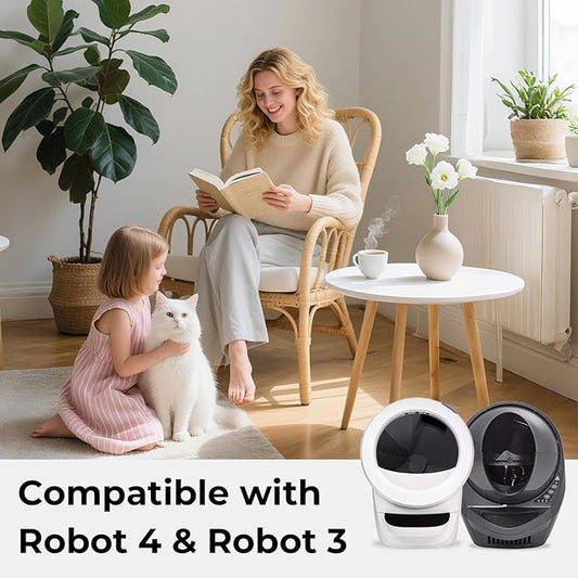 100 Pack Cat Litter Waste Bags, Compatible with Litter Robot 4 & 3, Pre-Separated Transparent Drawstring Liners, Heavy Duty 9-11 Gallon Replacement Bags for Self-Cleaning Litter Box