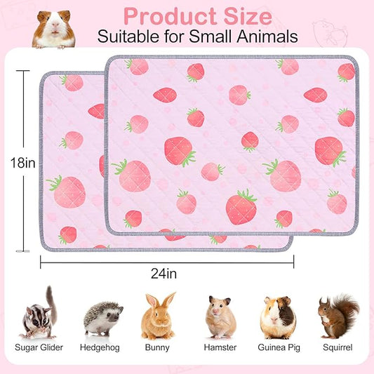 2 Pack Guinea Pig Bedding, Washable Guinea Pig Cage Liner Reusable Guinea Pig Mat Waterproof Guinea Pig Bedding for Cage, Super Absorbant Guinea Pig Pee Pads for Small Animals Hamster Rabbit Squirrel
