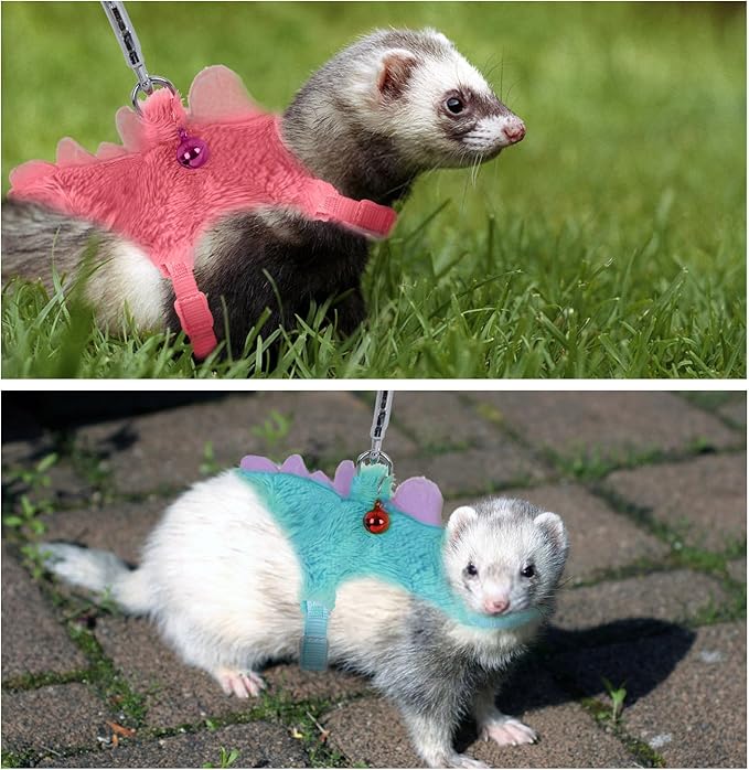 Ferret Harness, Ferret Leash, Ferrets Harness and Leash Set with Safe Bell, Ferrets Collar Small Animals Vest Harnes for Puppy, Teacup Dog and Other Small Pet (Blue)