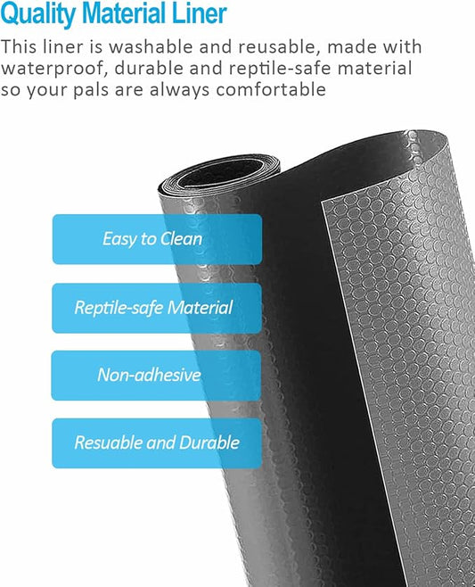 Bearded Dragon Tank Accessories, Reptile Terrarium Liner Substrate for Leopard Gecko, Snake, Lizard and Tortoise, Non-Adhesive Reptile Carpet Bedding for Reptile Tank, Grey