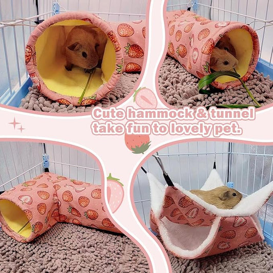 Rat Ferret Hammock Toys Cage Accessories, Guinea Pig Hideout Tunnel, Warm Bed for Rat Ferret Guinea Pig Sleep Hide and Play (3.Right Angle Tunnel)