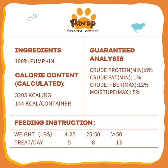 Freeze-Dried Pumpkin Treats for Dogs & Cats – High Fiber, Single Ingredient Natural Snacks for Digestion & Gut Health, Healthy Food Toppers, 1.58 oz