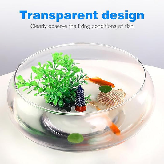 0.74 Gallon Round Fish Bowl, Plastic Clear Bowl Vase Shallow Planter Bubble Bowl Aquatic Plant Pot Hydroponic Plants Succulent Planter Fish Tank Aquarium Bowl for Home Office Decor