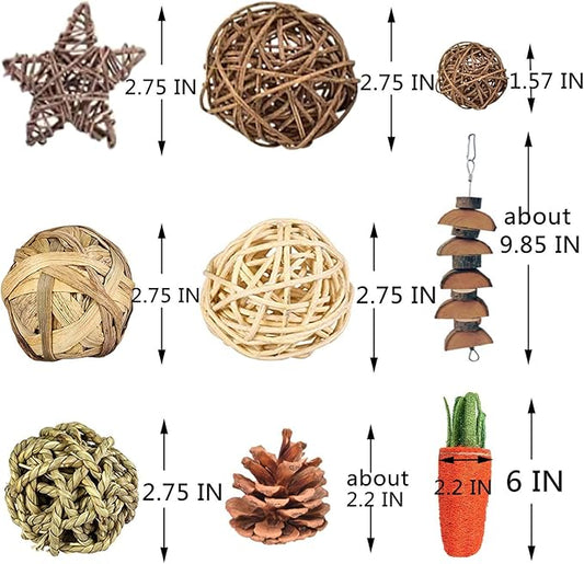 Hamster Chew Toys,24PCS Combined Chew Toys Molar Sticks Sweet Bamboo Apple Branch Molar Toy for Rabbits Pets Chinchilla Squirrel Gerbil Hamster Squirrel Guinea