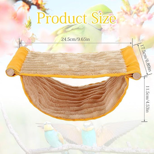 Winter Warm Bird Nest Bed, Parrot Hanging Bed Cage Hammock Snuggle Hut Parrot House Tent Bird Cage Stand Perch for Parakeet Budgies Cockatiels Lovebird Cockatoo Finch Hamster Chinchilla(Yellow)