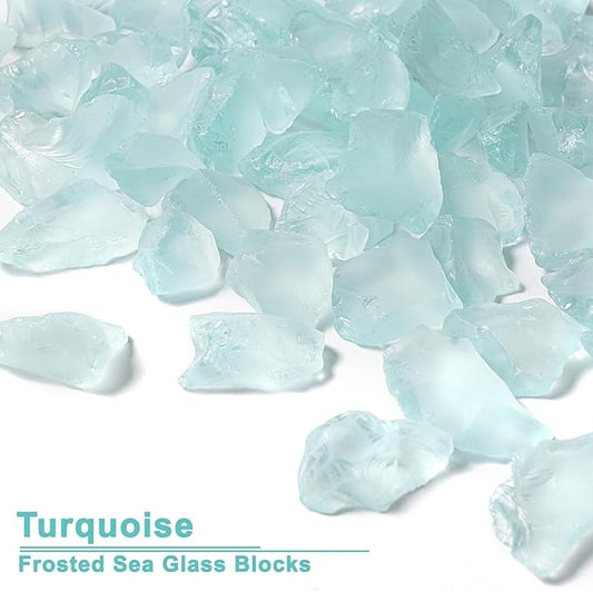Versatile Frosted Sea Glass Block - 1LB Turquoise Vase fillers, Aquarium Gravels, Sea Glass Decor, Ideal for DIY Crafts, and Home Decor - Perfect for Beach Weddings and More