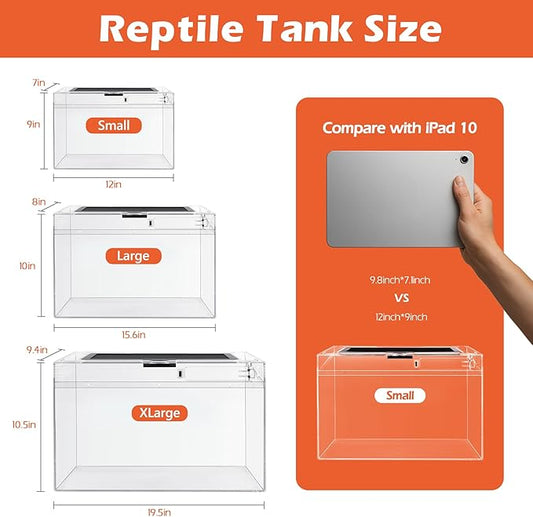 AZV Habitat Terrarium Enclosure,Small Reptile Tank with Bearded Dragon Hammock,Heat Lamp,Hide Cave for Small Reptiles,Amphibians,Lizard,Mantis,Spider,Leopard Gecko,Corn Snake,Turtle,Frog,Chameleons