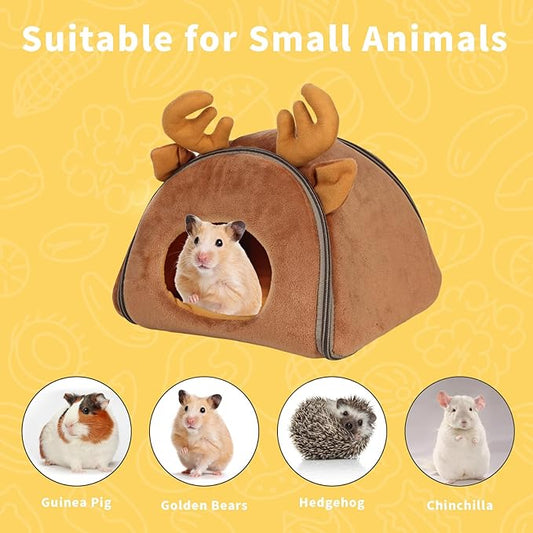Cute Deer Style Guinea Pig Hideout,Guinea Pig Bed,Small Animal Cage&House for Golden Bears,Hedgehog and Hamsters,8.6 in x 9.4 in