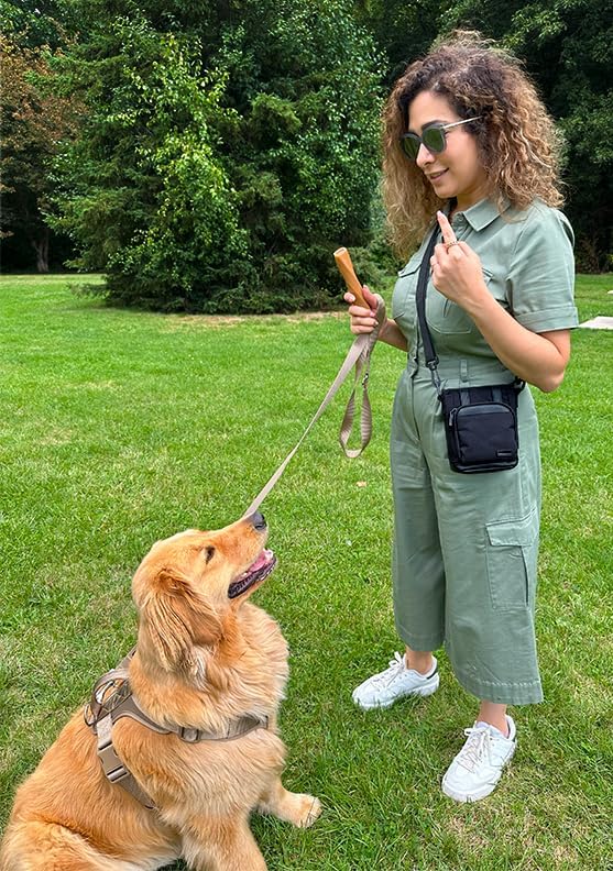 BEAU&FUR Small Dog Treat Pouch with Clicker for Training – 2 Cup Capacity, Built-in Poop Bag Dispenser, Storage for Snacks and Toys - Hands-Free Pouch Snack Holder for Walking and Training – Black